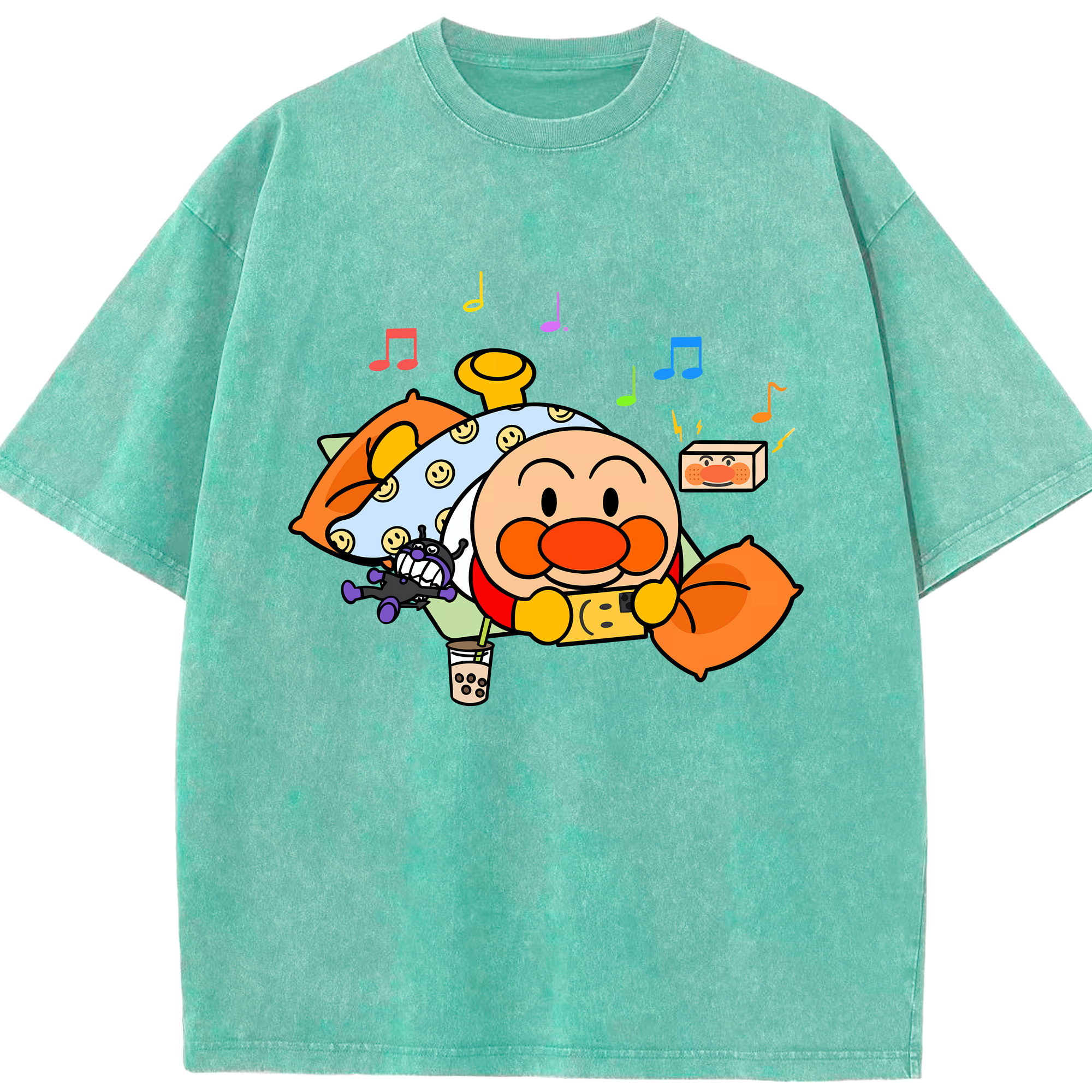 （画像用） アンパンマン Anpanman 綿100% ヴィンテージ風 半袖Tシャツ（フロントプリント）